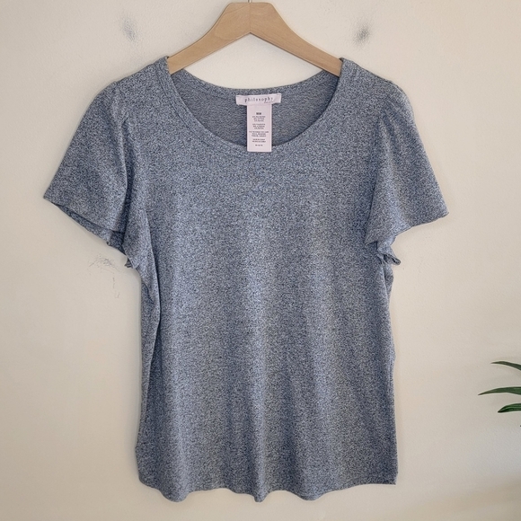 Philosophy | Gray Short Flutter Sleeve Tee Shirt Size Medium - Picture 1 of 5